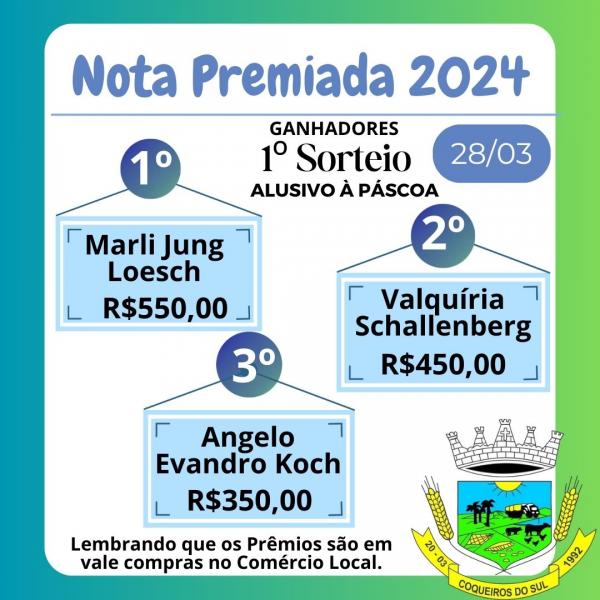 1º Sorteio do Nota Premiada Edição 2024
