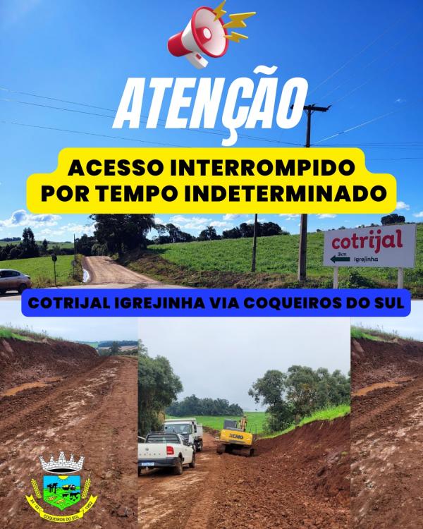 Trecho de acesso à Cotrijal Igrejinha estará temporariamente interrompido