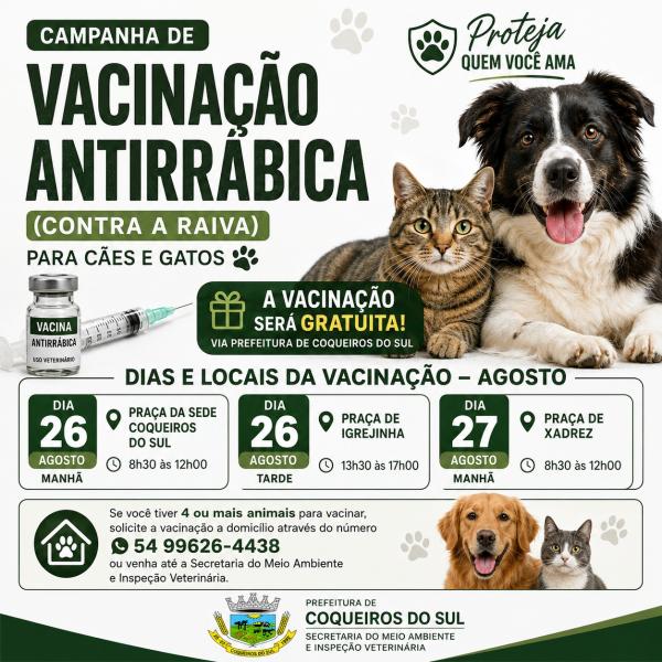 Campanha de Vacinação Antirrábica em Coqueiros do Sul